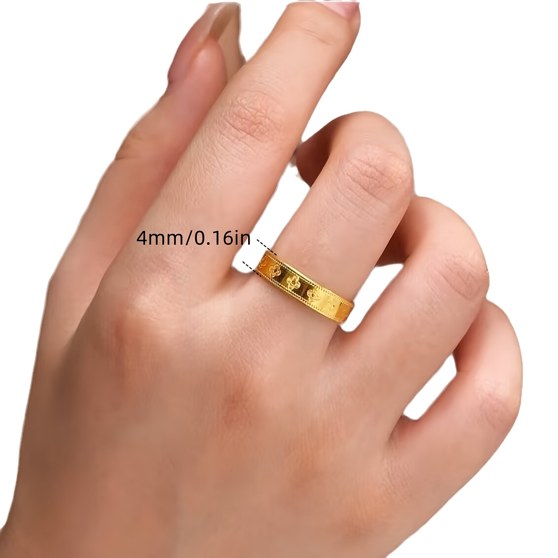 Stainless Steel Four Leaf Clover Promise Ring - Ideal for Weddings & Engagements